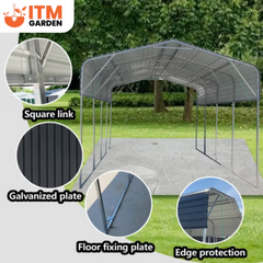 11 × 19 ft Metal Parking Shed – Robust Shelter for Cars, Vans, Boats & More