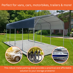 11 × 19 ft Metal Parking Shed – Robust Shelter for Cars, Vans, Boats & More