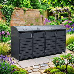 4 Bay Curved Crescent Wheelie Bin Storage - Premium
