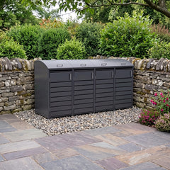 Premium 4 Bay Curved Metal Wheelie Bin Storage – Grey