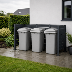 Heavy Duty 3 Bay Open Wheelie Bin Shelter – Galvanised Steel