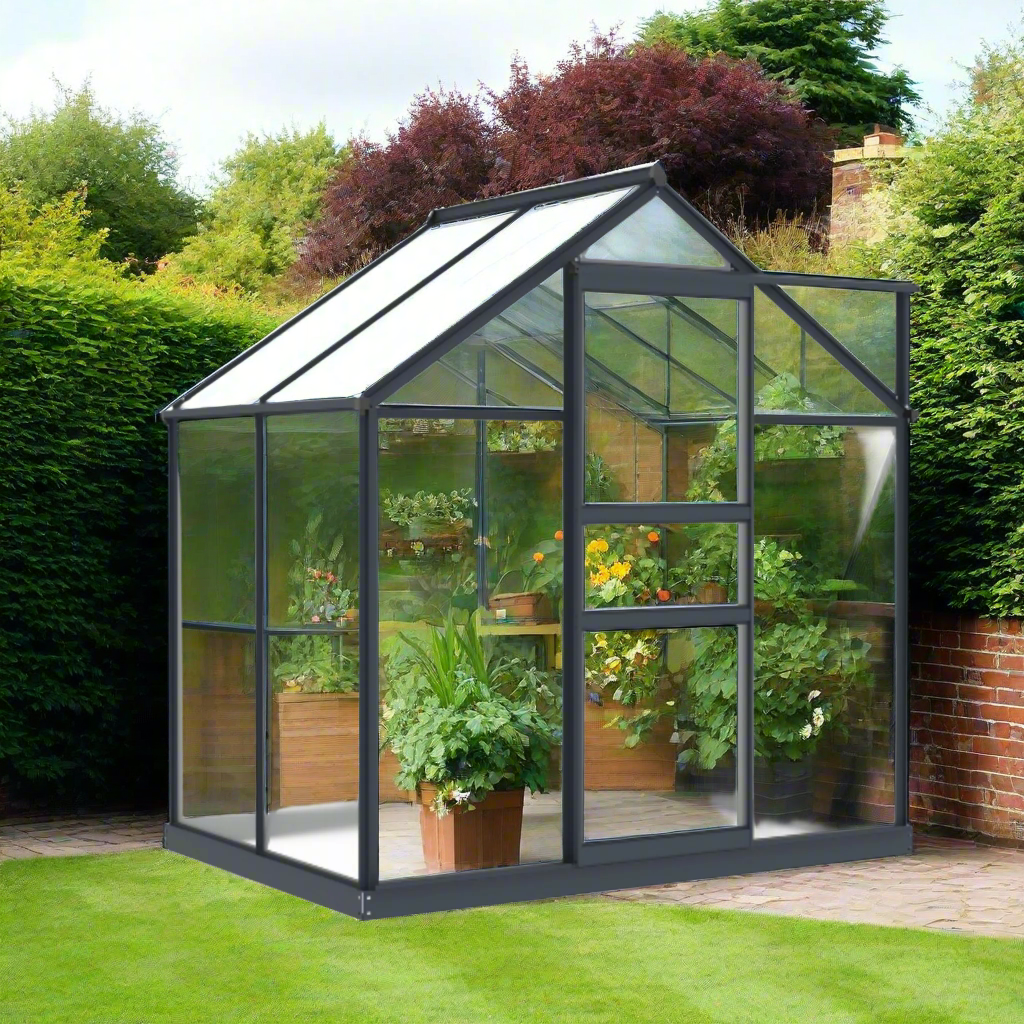 6x4ft garden greenhouse – side profile
