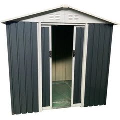 6×5FT Apex Roof Metal Garden Shed with Windows & Shelves – Compact & Weatherproof