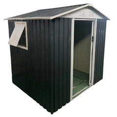6×5FT Apex Roof Metal Garden Shed with Windows & Shelves – Compact & Weatherproof