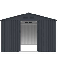 Inside view of metal garden shed