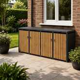 Premium 4 Bay Metal Wheelie Bin Storage – Wood Effect