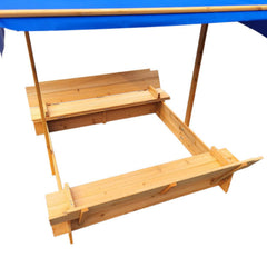 Covered wooden sandpit for kids