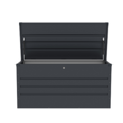 Open grey garden storage box