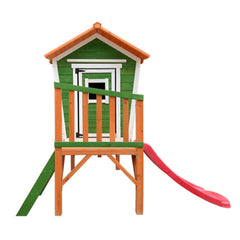 Backyard kids playhouse with slide