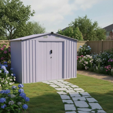 Metal 8x10FT (2.4 x 3m) x Garden Shed – White – Large Outdoor Storage for Tools, Bikes & Equipment + FREE Solar Light