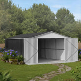 12×19FT (3.6 x 5.8m) Metal Storage Shed – Durable Outdoor Shed -0.25mm Standard Steel Panels + FREE Solar Light