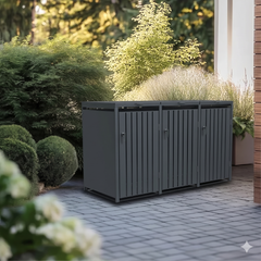Wheelie Bin Shelter Premium – 3 Bay – Grey