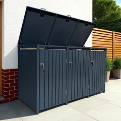 Wheelie Bin Shelter Premium – 3 Bay – Grey