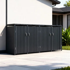 Wheelie Bin Shelter Premium – 4 Bay – Grey