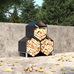 Triple Wood Rack – Sturdy Firewood Storage Solution
