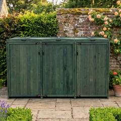 Deluxe 3 Bay Wooden Wheelie Bin Storage – 3 Colours