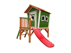Outdoor playhouse for kids with slide