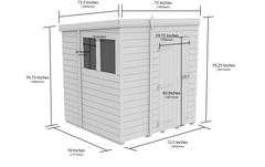 6x6 Pent Composite Shed (Single Door, No Windows)