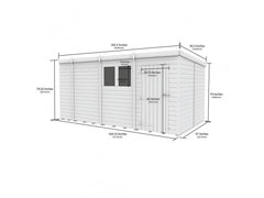 14 x 8 Pent Shed (Double Door, No Windows)