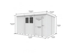 12x8 Pent Composite Shed (Single Door, With Windows)