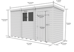 12x4 Pent Composite Shed (Single Door, With Windows)