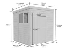 6 x 7 Pent Shed (Double Door, With Windows)