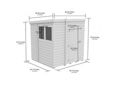 7x7 Pent Composite Shed (Single Door, With Windows)