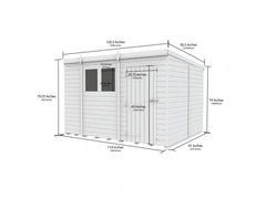 10x8 Pent Composite Shed (Single Door, With Windows)