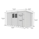 12 x 6 Pent Shed (Single Door, No Windows)