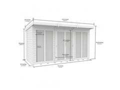 12 x 8 Pent Summer House (Full Height Window)