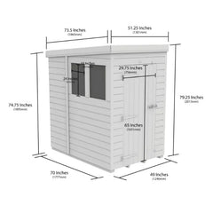 4x6 Pent Composite Shed (Single Door, No Windows)