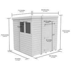 7x6 Pent Composite Shed (Single Door, With Windows)