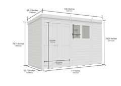 10 x 5 Pent Shed (Double Door, With Windows)