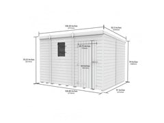 9x8 Pent Composite Shed (Single Door, With Windows)