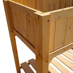 Garden bed with built-in lower shelf