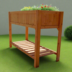image of raised bed with shelf