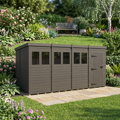 16x6 Pent Composite Shed (Single Door, With Windows)