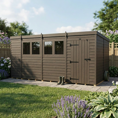 14x8 Pent Composite Shed (Single Door, With Windows)