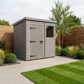 6x5 Pent Composite Shed (Single Door, With Windows)
