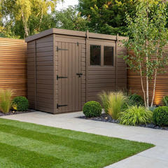 11x5 Pent Composite Shed (Single Door, With Windows)
