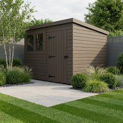 8x7 Pent Composite Shed (Single Door, With Windows)