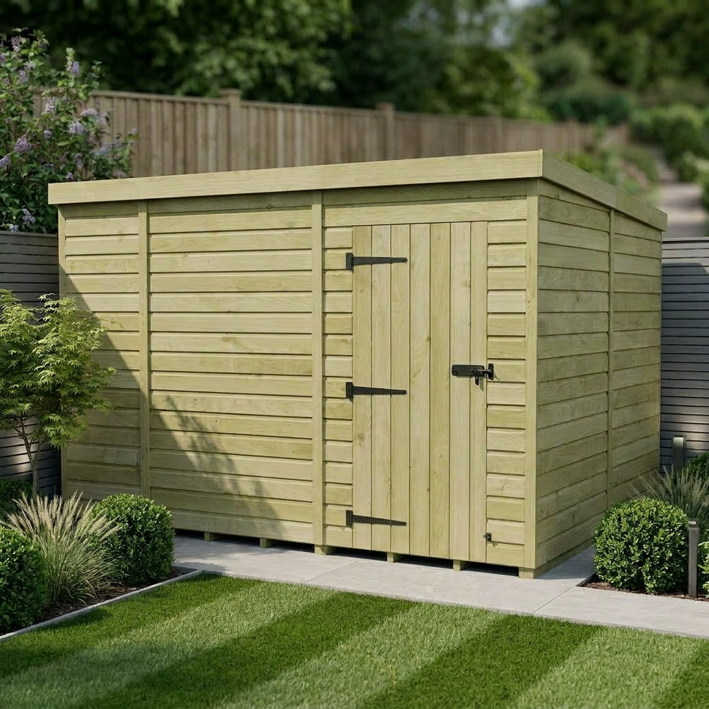 10 x 8 Pent Shed (Single Door, No Windows)
