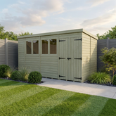 14 x 8 Pent Shed (Double Door, With Windows)