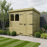 8 x 6 Pent Shed (Double Door, With Windows)
