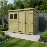8 x 4 Pent Shed (Double Door, With Windows)