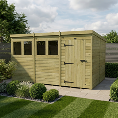12 x 8 Pent Shed (Single Door, With Windows)