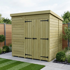 7 x 7 Pent Shed (Double Door, No Windows)