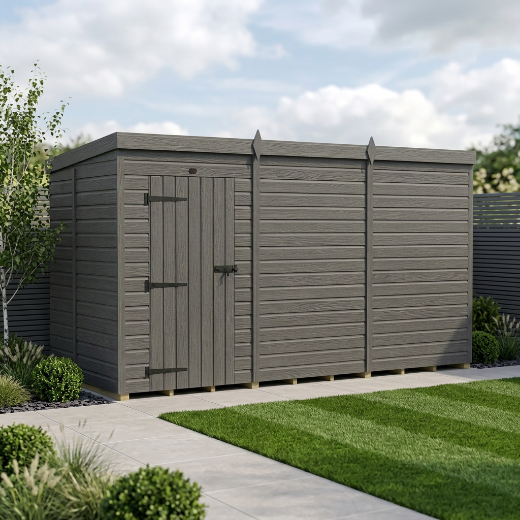 12x5 Pent Composite Shed (Single Door, No Windows)