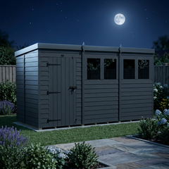 12x5 Pent Composite Shed (Single Door, With Windows)