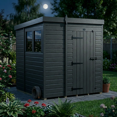 6x6 Pent Composite Shed (Single Door, With Windows)